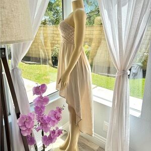 Poetry High Low Light Brown Corset Dress Flowy Size M Medium Strapless